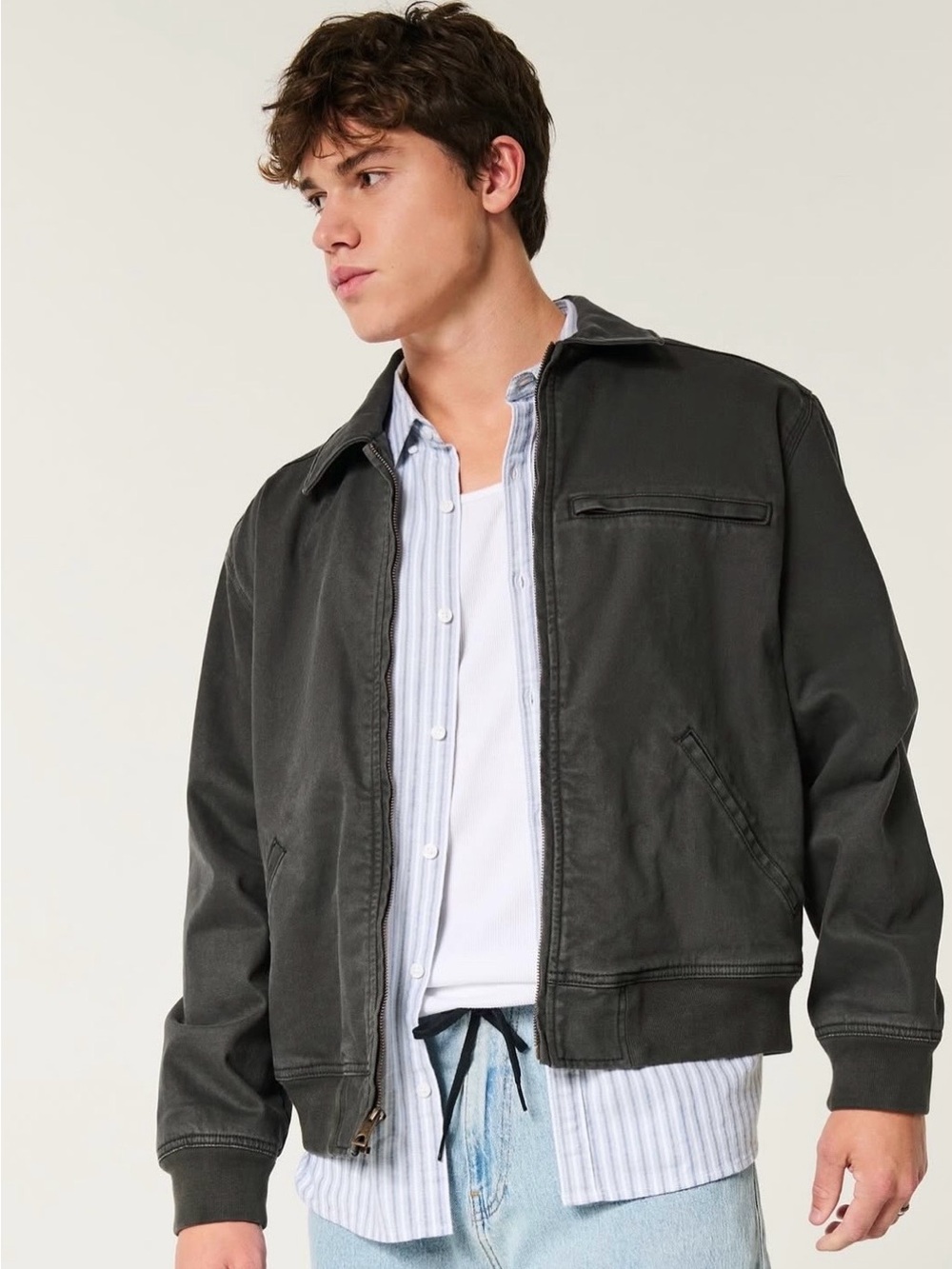 Hollister Dark Gray Zip Up Work Wear Jacket SZ M.